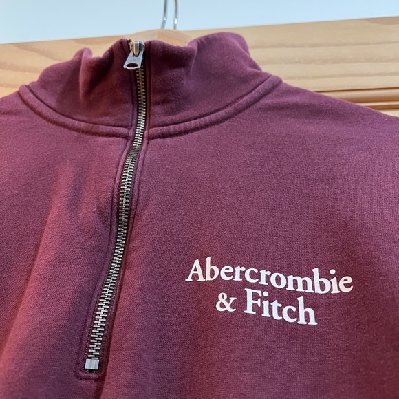 Abercrombie and Fitch Women's Maroon Quarter Zip Sweatshirt - Picture 3 of 5
